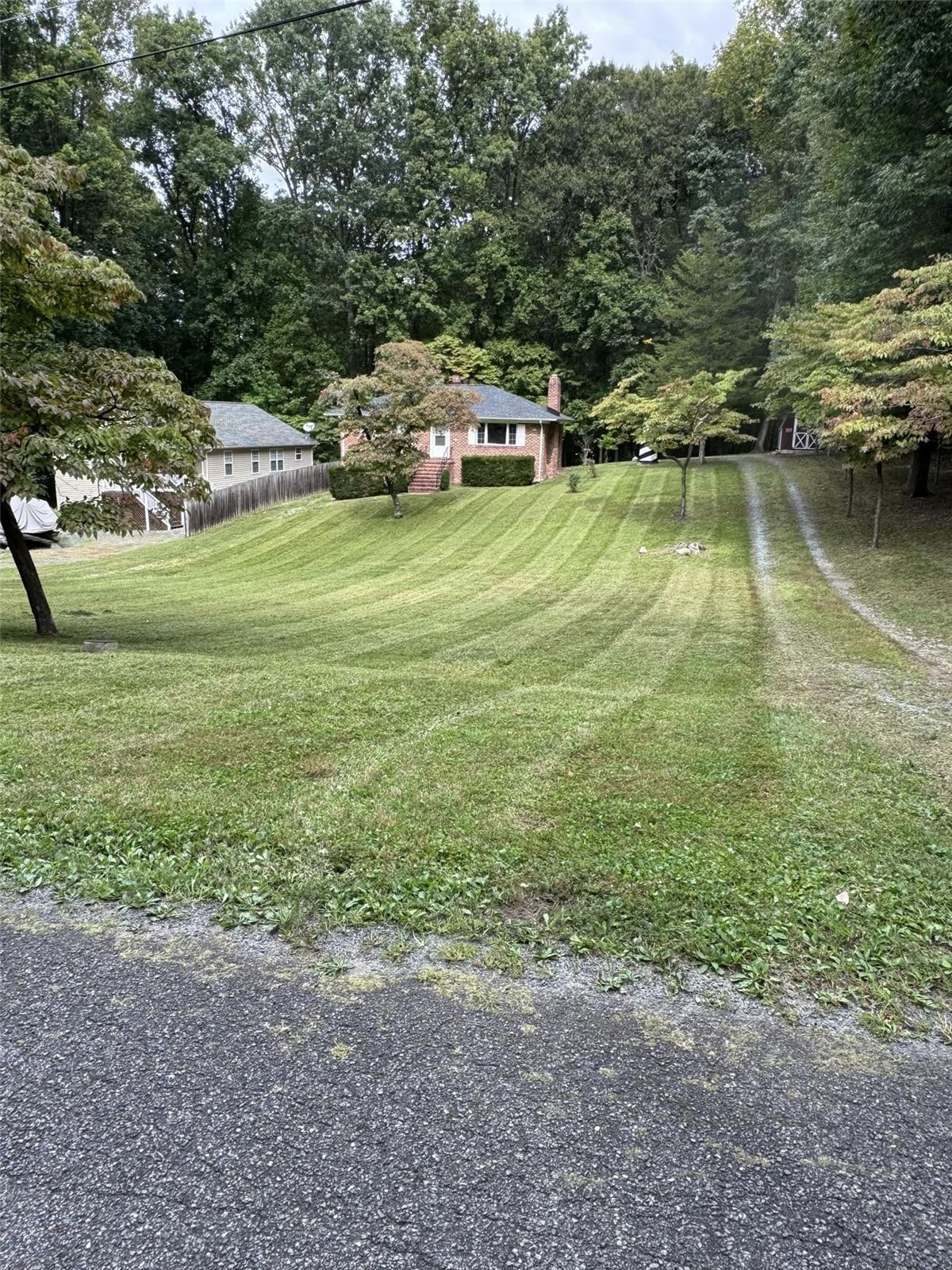 A freshly mowed lawn at a customer's home